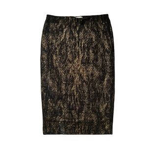Leith Metallic Pencil Skirt SZ M Blk/Gold Party Fitted Whimsygoth Glam Punk